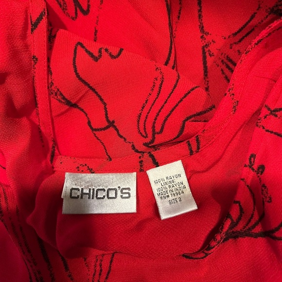 Chico's Red Sleeveless Flared Dress Women's Vintage Size 2 - Picture 8 of 9